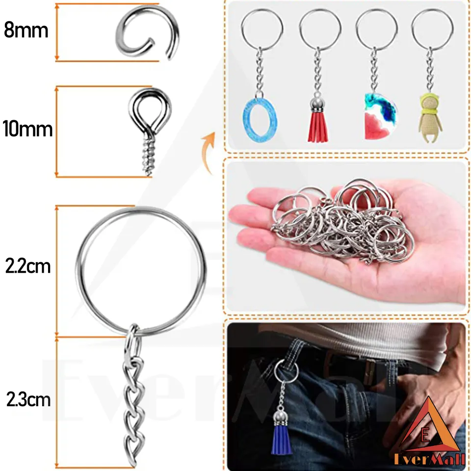 Teenitor Key Chain Rings Keychain Rings, 60pcs Key Ring Metal Keychain Split Key Rings Bulk, Keyring 25mm With 26mm Key Chains And 60pcs Open Jump - View #6