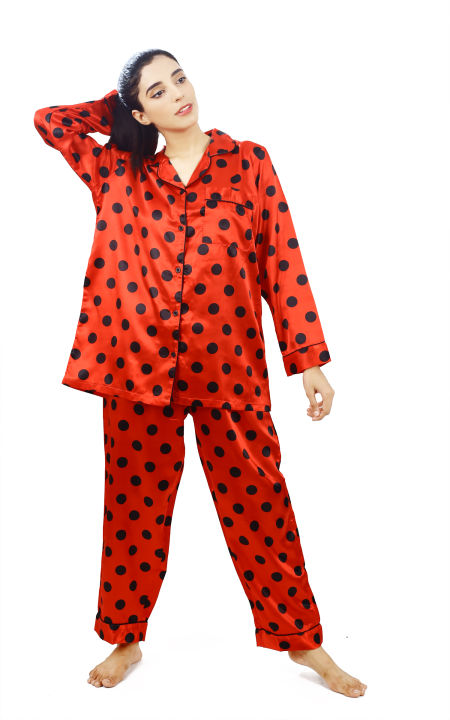 Valerie Digital printed silky satin comfy nightwear pajama set for women