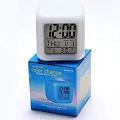 Digital Alarm Thermometer Night Glowing Cube 7 Colors Clock LED Change. 