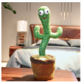 badgeRechargeable Dancing Cactus Toy with Music, Singing, Talking, Lightning, Wriggle- Funny talk back toy For Kids- Home Decorative and Children Playing Birthday Gift Foxen. 