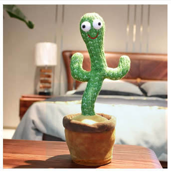 badgeRechargeable Dancing Cactus Toy with Music, Singing, Talking, Lightning, Wriggle- Funny talk back toy For Kids- Home Decorative and Children Playing Birthday Gift Foxen