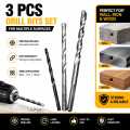 3PCS Drill Bit Set for Wall, Wood & Iron | High Hardness Steel Electric Drill Bits | Masonry Metal Wood Drill Bit Set | Heavy Duty Drill Machine Accessories. 