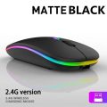 HP W10 Wireless RGB Bluetooth Rechargeable Slim Mouse Dual Mode 2.4G + Bluetooth, LED Backlit Silent Click Mouse with Adjustable DPI, Ultra Thin Ergonomic Design, Built-in Battery for Laptop PC Mac Windows Office Gaming Use. 