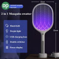 DP 834 2 in 1 Rechargeable mosquito kiIIer racket and night lamp Mosqutio bat and led flash Light. 