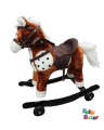Small size rocking wooden horse ride on toys colorful moving mouth & tail with baby plush rocking horse. 