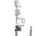 Ball Clamp 3 Holes Diving Lights Arm Ball Butterfly Clip Mount Bracket for Action Camera Flashlight Tripod,Black. 