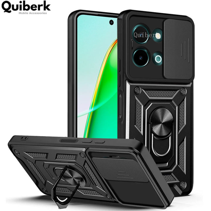 Quiberk for Vivo Y28 4G Phone Case Slide Camera Cover Magnetic Kickstand Hard Shockproof Armor Back Casing