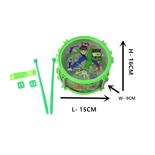 Cartoon Drum Set for Kids with Sticks and Adjustable Strap