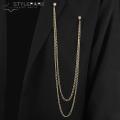 Men Suit Pin Long Chain Polished Coat Collar Pin. 