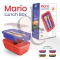 Mario Lunch Box with Two Compartments for School Students, Office Use, Travel Friendly comes with Fork & Spoon - 850ml. 