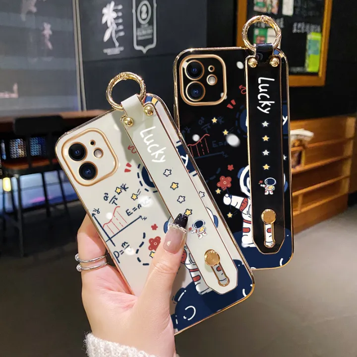 YIWESAN%20For%20Realme%20Narzo%2050i%20Case%20With%20Wristband%20New%20Design%20Phone%20Case%20For%20Girl%20Women%20Thin%20Pattern%20Fashion%20Astronaut%20Shockproof%20Plating%20Silicone%20Casing%20Full%20Cover%20SoftCase%20Protection%20Cases%20-%20Image%203