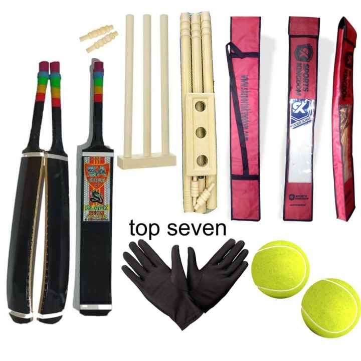 Tape Ball Cricket Full Kit – Includes Bat, Gloves, Pressure Balls, and Wicket Set | Complete Cricket Gear for All Ages
