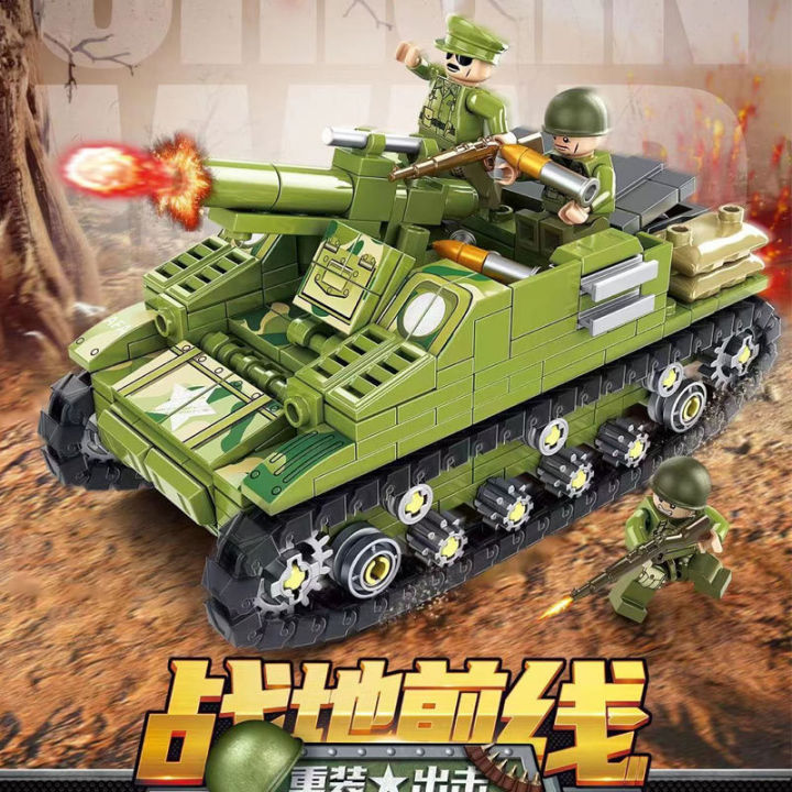 Kuyu KY7029 Assembled Building Blocks Military M7 Priest Howitzer Field Equipment Officer Minifigure Tank Armored Corps