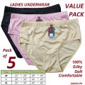 Ladies Underwear - Pack of 05 - Women / Ladies / Girls Panties Multicolor 100% China Polyester. 