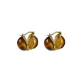 French vintage tiger's eye earrings, feminine light luxury, high-end design earrings, new Maillard earrings. 