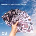 Dark Aesthetic Stickers | A6 uncut Black Depressing set | gloomy  | Journaling | Mobile Laptop. 