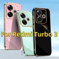 Square Plating Multi Color Casing For Xiaomi Redmi Turbo 3 5G 2024 Turbo3 RedmiTurbo3 Side Silicone Soft Shockproof TPU Camera Protect Anti Drop Phone Case Back Cover. 