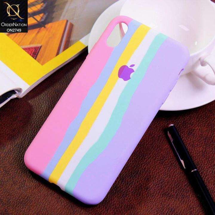 IPhone Xs Max Rainbow Silicone Colorful Logo Case Cover Back Cover