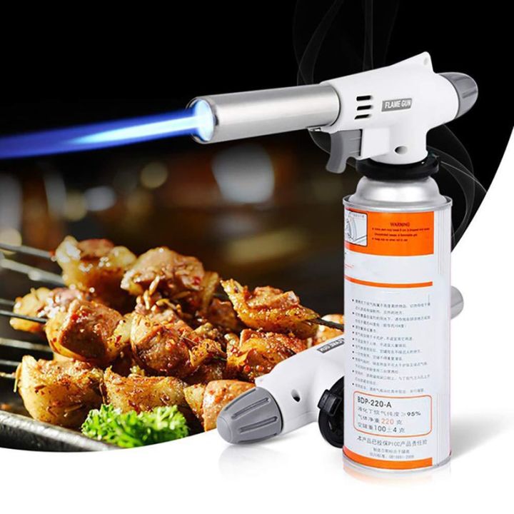 Kitchen Torch plus Cylinder Professional Handheld Multi-Purpose Torch Blow Lighter Crème Brulee Cooking BBQ Baking DIY Soldering Metal Torch Flame Welding Gas Ignition LighterFor Camping Hiking Portable