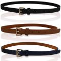 Thin Leather Belt for Women, Black/Brown, Stylish Dress & Jeans Waist Strap. 