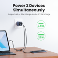 UGREEN 35W GaN USB C Wall Charger 1A1C Dual Port Fast Charging PD 3.0 QC 4.0, US EU Plug Options with Optional USB C Cable, Compatible with Samsung Galaxy S25 S24 Ultra, iPhone 16 15 Pro Max, OPPO Reno 12 11, Xiaomi 15 Pro. 