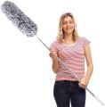 Microfiber Feather Duster Extendable Cobweb Duster with 100 inches Extra Long Pole, Bendable Head & Scratch-Resistant Hat for Cleaning Ceiling Fan, High Ceiling, Blinds, Furniture & Cars. 