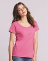 Deep Neck Short Length Ladies T Shirt. 