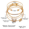 5PC New Bohemian Elegance Open Bracelets Rhinestone Butterfly Bracelet Girl Gift SEVICH. 