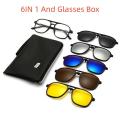 6 In 1 Female Night Vision Sport Male Goggles Clip Sunglasses Mirror Polarized Sun Glasses Magnetic Suction. 