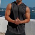 Men's Quick Dry Hooded Vest Solid Color Fitness Training Muscle Workout Gym Tank Tops. 