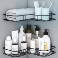 Self-Adhesive Stainless Steel Bathroom Corner,Kitchen Storage, Shampoo Holder,Bathroom Shelves - Bathroom Accessories Black, Set of 1. 
