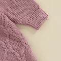 Baby Girls Knit Jumpsuit, Long Sleeve Rabbit Ears Hooded Button Closure Fall Romper for Toddlers. 