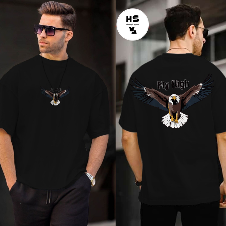Fly%20high%20eagle%20print%20Drop%20shoulder%20T-shirt%20-%20Image%203