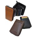 KaiHua PU Leather Men Card Holder Zipper Wallet With 13 Card Slots Casual Blocking Cards Bag. 