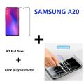 Samsung Galaxy A20 Full Black 9D5D6D10D11D21D Tempered Glass Screen Protector Full Glue Edge To Edge + Back Clear Jelly Protector Soft Film Protection Hydrogel Film Protector For Samsung Galaxy A20. 