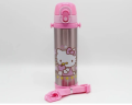 Stainless Steel Hello Kitty Pink Thermal Metallic Water Bottle With Straw 500ml. 