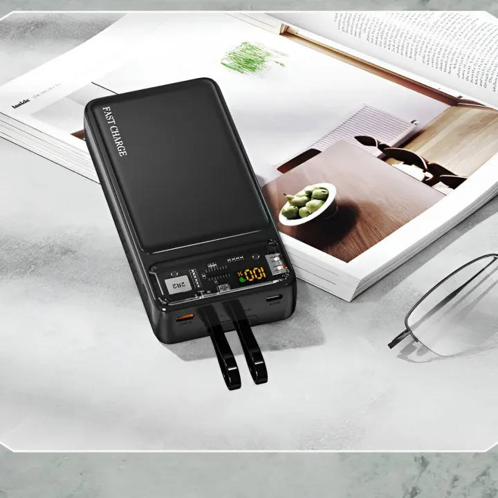 Rock 66W Super Fast Charge 20000mAh Type C Power Bank with Warp Charge, LED Display - PD & iPhone Compatible White
