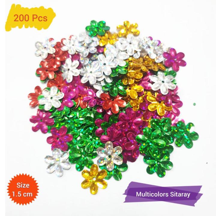 200 Pcs STAR Sitaray In multicolor , Beautiful Design, Flat Loose ...