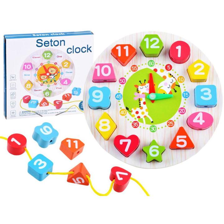 Montessori Analog Clock for Kids, Preschool Number Teaching Educational Learning Clock Toy - Multi Color