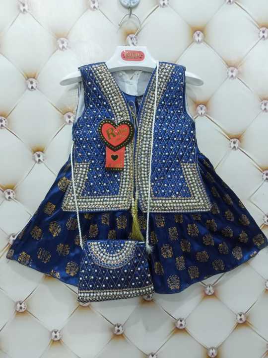 Baby%20Girl%20Fancy%20Dresses%20Silk%20Frock%20With%20Stone%20Work%20-%20Image%203