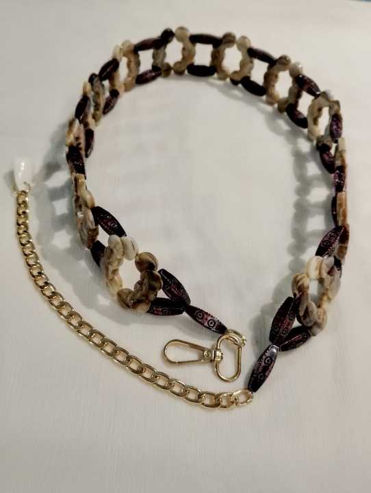 Beaded Belt with Gold Chain & Marble Bead for Women | Unique Style Belt For Girls | 28 Inches