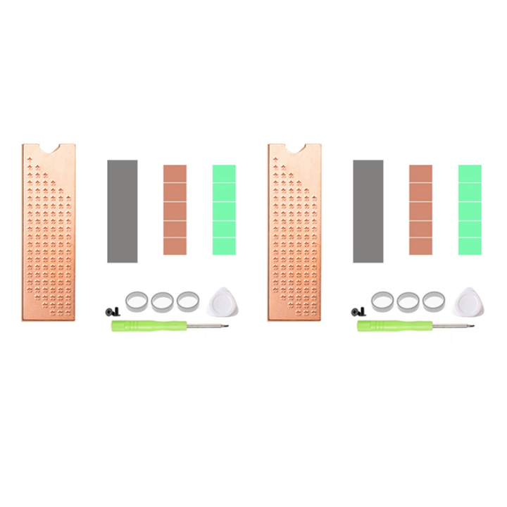 QUANBU 2X M.2 NVMe SSD Heat Sink 0.8mm for M2 2280 Solid State Hard Disk Copper Heatsink with Thermal Pad Laptop SSD Radiator