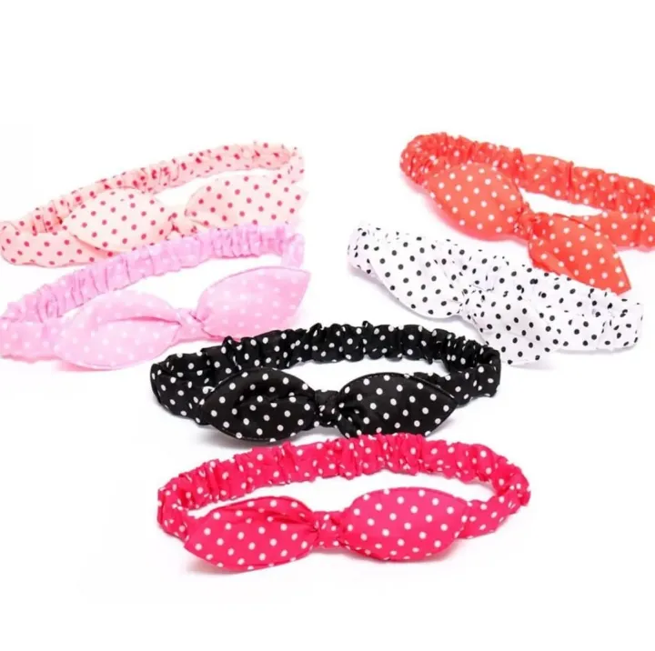 LDM Polka Dot Print Bow Headbands for Women Fashion Soft Hair Head ...