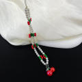 Cute Accessory  Chain Decorative Cherry Design Anti-Lost Beaded Lanyard  Beads Korean Keychain for For iPhone For Samsung Camera Users Jewelry Addition Keyholder. 