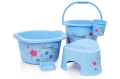 Beauty Baby Bathing Set – 5pcs Gift Bundle for Babies (Bath Bucket, Bath Mug, Soap Stand, Bath Stool, Bath Tub – Beautiful & Durable Plastic). 