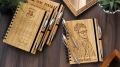 Customized Wooden Dairy with Pen (Engave your image, Name or Text). 