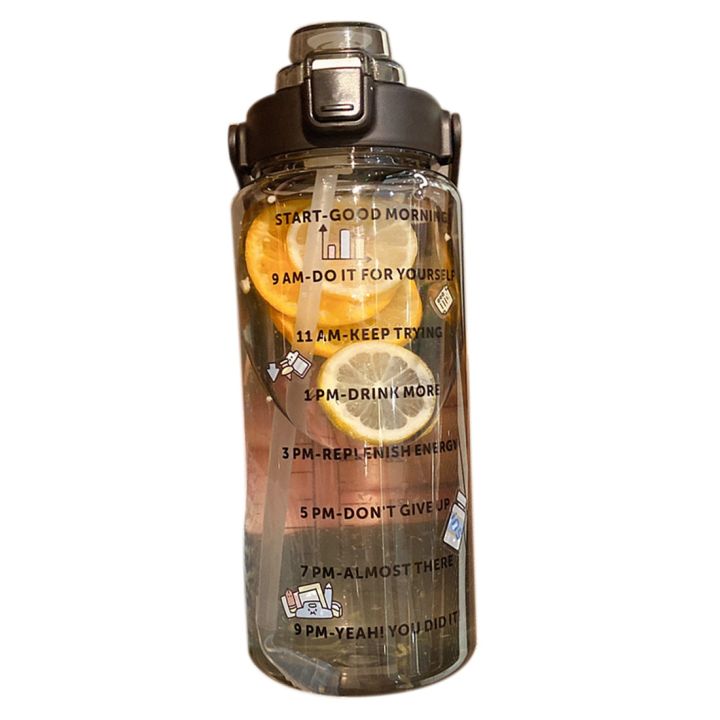 2L Sports Bottle with Straw Portable Summer Outdoor Fitness Hiking Bicycle Drinking Bottle Black