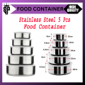 Shopping Zone [Set of 5] Stackable Stainless Steel Snack Food Storage Containers With Lids, Leakproof Clear Lids For Lunch, Leftovers, Soups, Salads Meal Prep and Storage, Reusable for Kids and adults. 