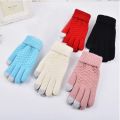 【Happy childhood memories】Winter Warm Vogue Solid Knitted Full Finger Gloves Mittens For Smart Phone Touches Screen Fashion J55. 