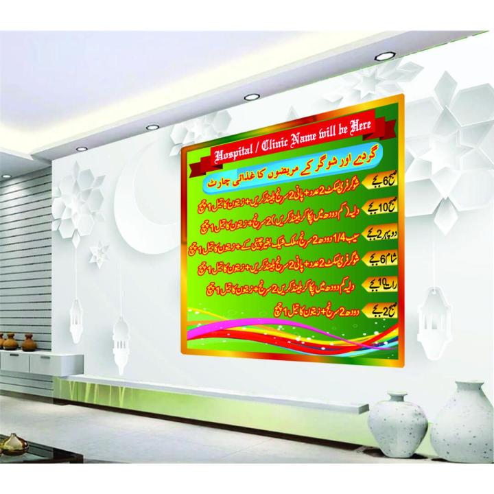 Health 1101 - Diabetes and Kidney Gurdy and Sugar Diet Chart 2 - Chart Graphics Flex sheet Panaflex Penaflex pana pena for Decoration with customise Your Name, Title, Address and Contact